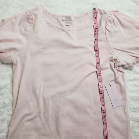 Rachel Parcell Pink Frosty Puff Bubble Sleeve Shirt MED Preppy Romantic Coquette - Picture 4 of 9
